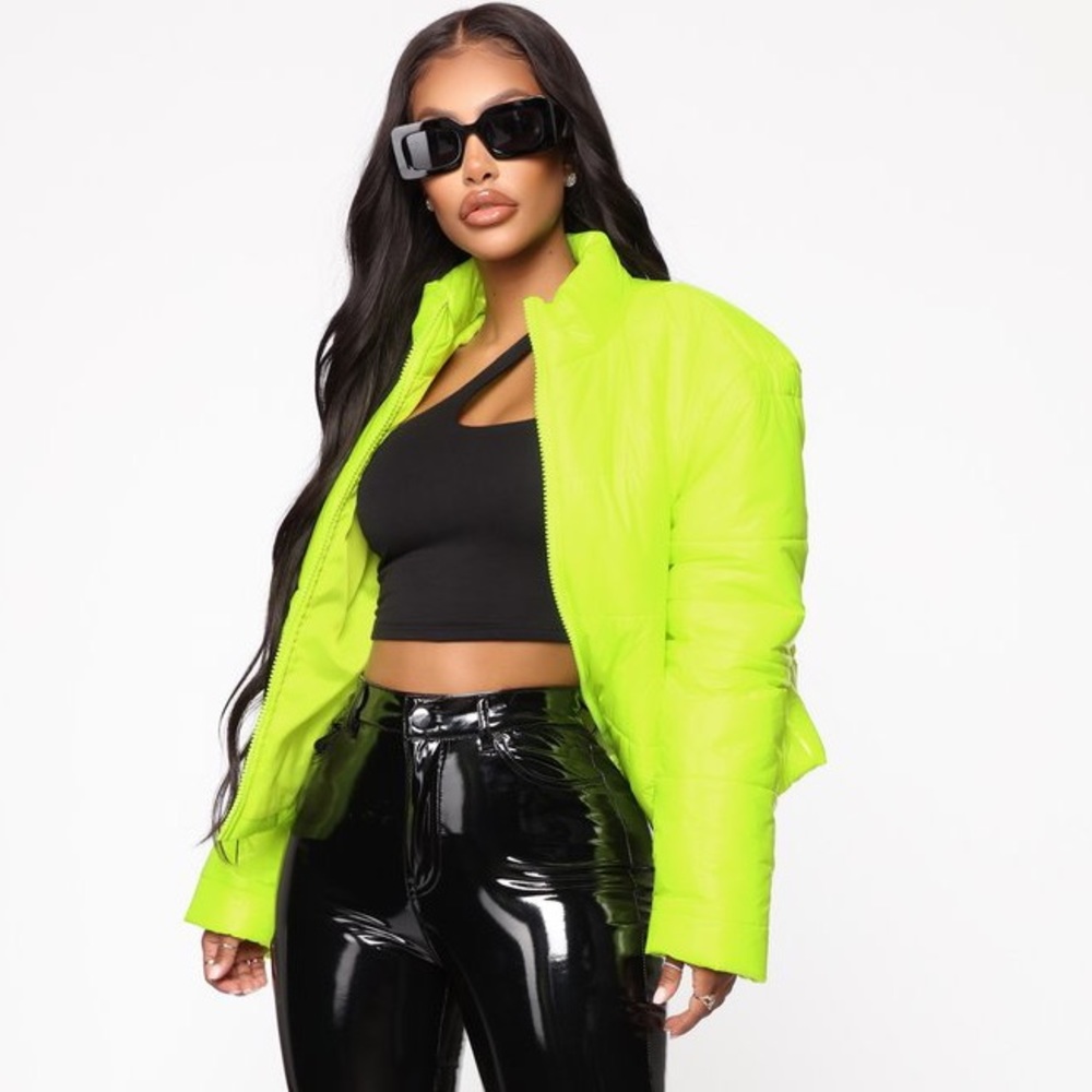 Worst Behavior Puffer Jacket - Neon Yellow SZ XL